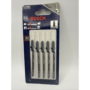 BOSCH 5 PACK‎ T-SHANK JIG SAW BLADES T119BO CUTS WOOD 12 TPI JIGSAW NARROW CUTS